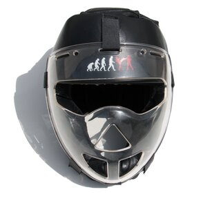 Krav Maga Kopfschutz / Schutzhelm  aus Leder mit durchsichtigem Visier / Gesichtsschutz