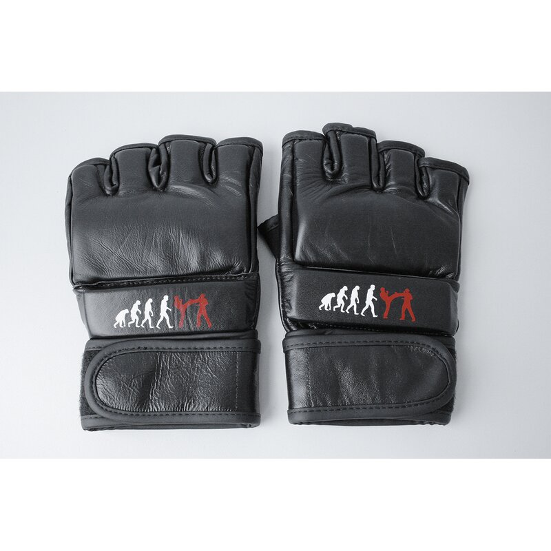 PX LEDER MMA Free Fight Handschuhe Faustschutz Handschutz ADVANCE schwarz-grau 